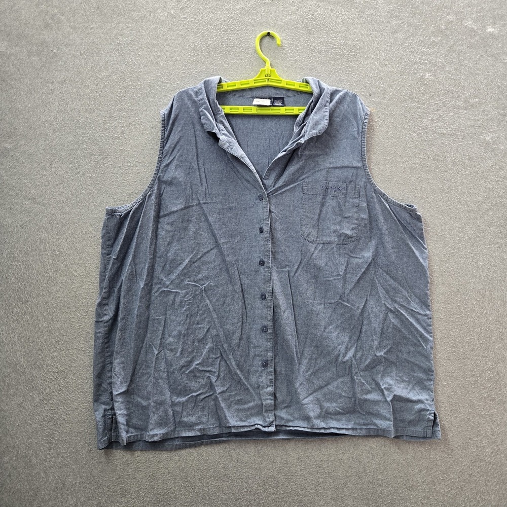 Big Dogs Women Button Up Shirt 2X Gray Sleeveless